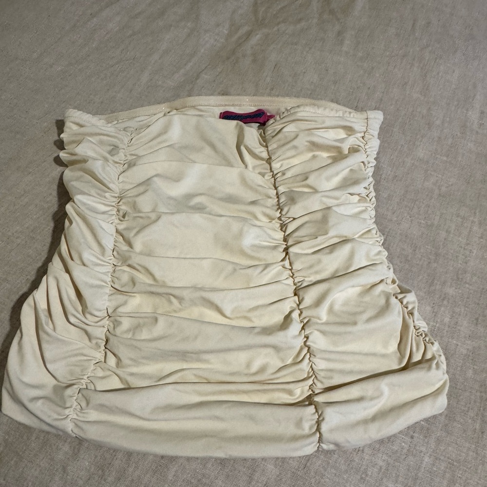Edikted Cream Ruched Tube Top
